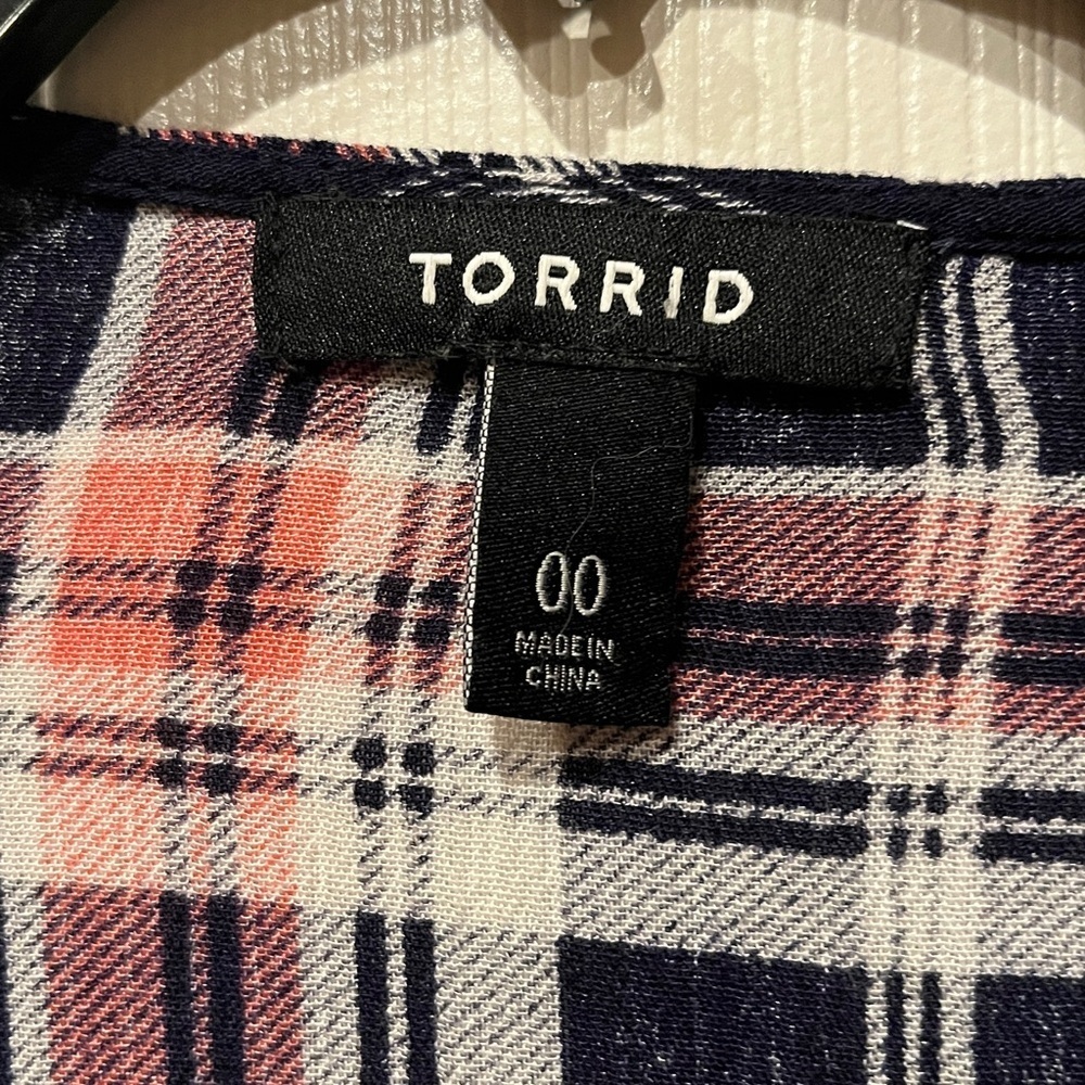 torrid Navy, Pink & White Plaid Open Cardigan - Picture 5 of 5
